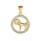 Copper Circle Star Sing Zodiac Cubic Zirconia Pendant Charm Gold Bulk