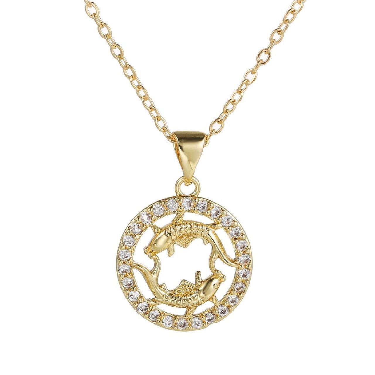 Copper CZ Gold Star Sign Sagittarius Necklace Pendant Chain Girls Bulk