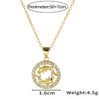 Copper CZ Gold Star Sign Sagittarius Necklace Pendant Chain Girls Bulk