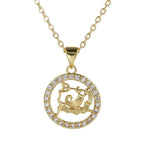 Copper CZ Gold Star Sign Sagittarius Necklace Pendant Chain Girls Bulk