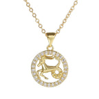 Copper CZ Gold Star Sign Sagittarius Necklace Pendant Chain Girls Bulk
