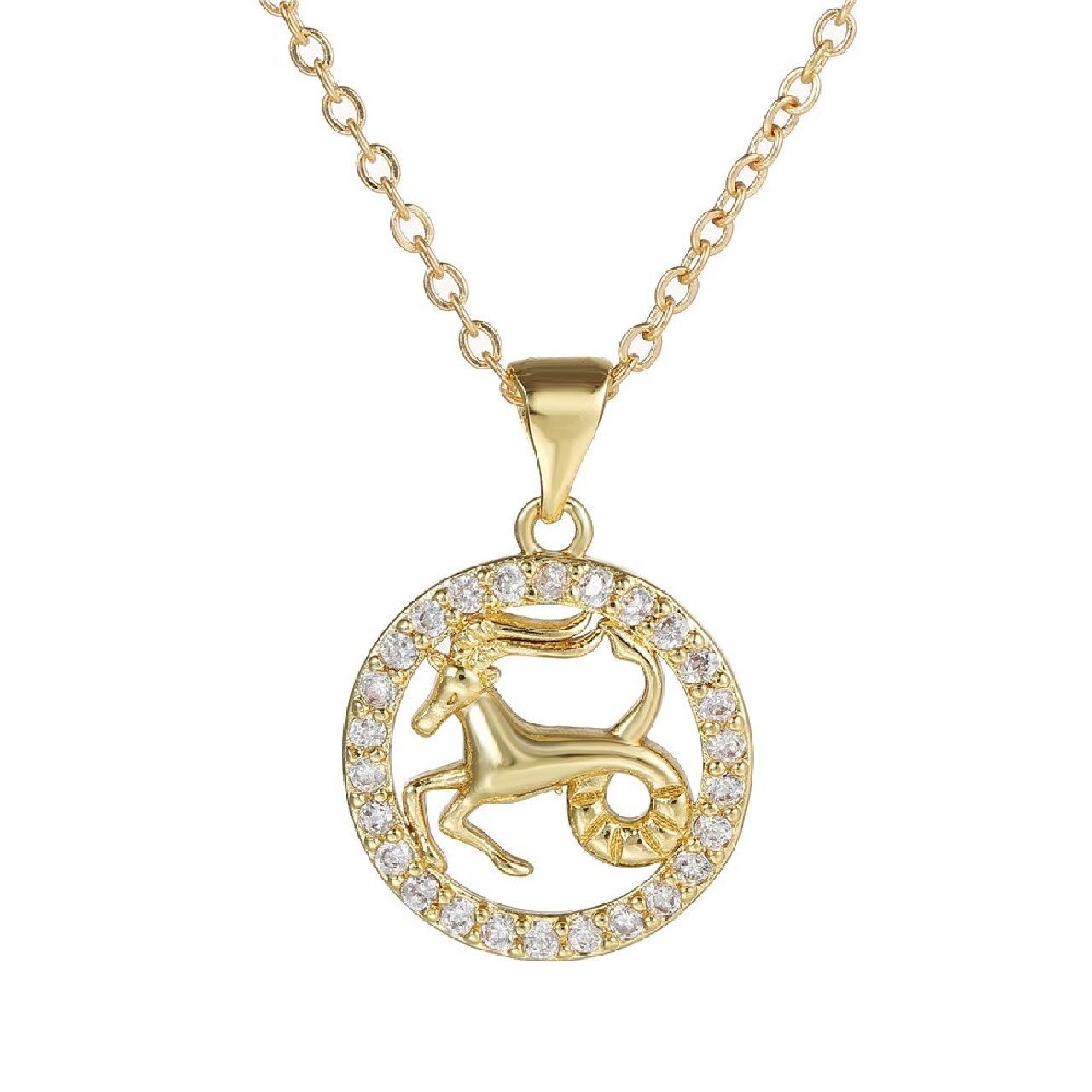 Copper CZ Gold Star Sign Sagittarius Necklace Pendant Chain Girls Bulk