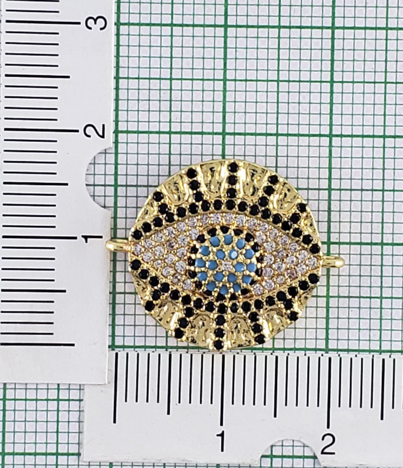 Round Evil Eye Gold Black Zircon Copper Charm For Women Bulk