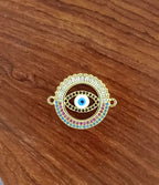 Round Evil Eye Gold Zircon Copper Charm For Women Bulk