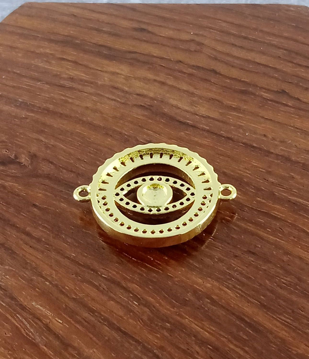 Round Evil Eye Gold Zircon Copper Charm For Women Bulk