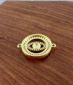 Round Evil Eye Gold Zircon Copper Charm For Women Bulk