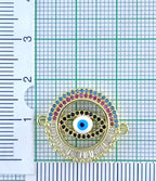 Round Evil Eye Gold Zircon Copper Charm For Women Bulk