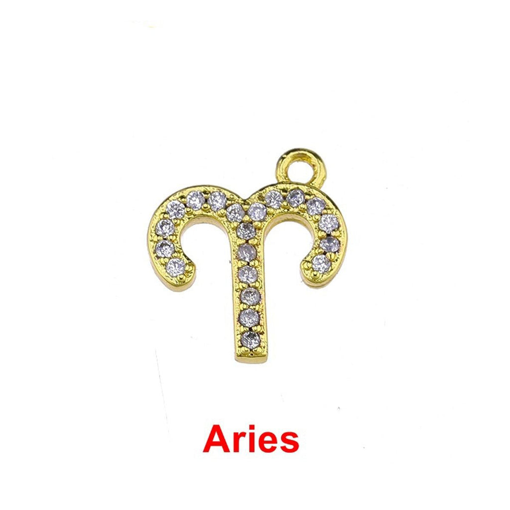 Tiny Zodiac Aries Gold Cubic Zirconia Copper Charm For Women Bulk