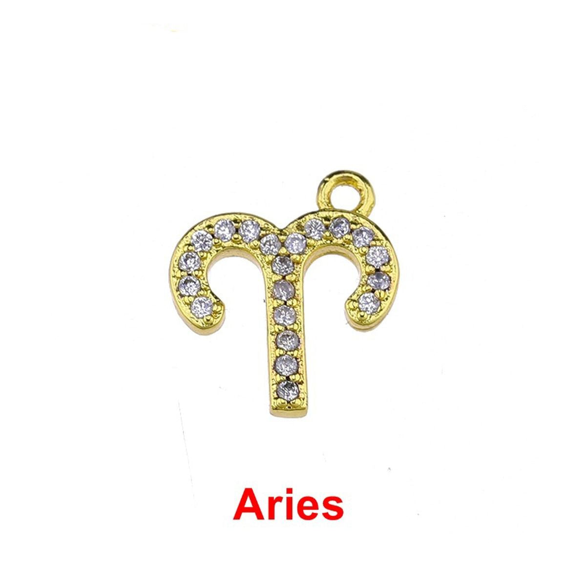 Tiny Zodiac Aries Gold Cubic Zirconia Copper Charm For Women Bulk