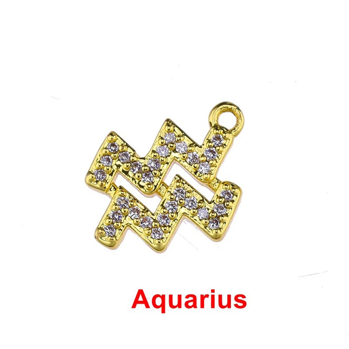 Tiny Zodiac Aries Gold Cubic Zirconia Copper Charm For Women Bulk