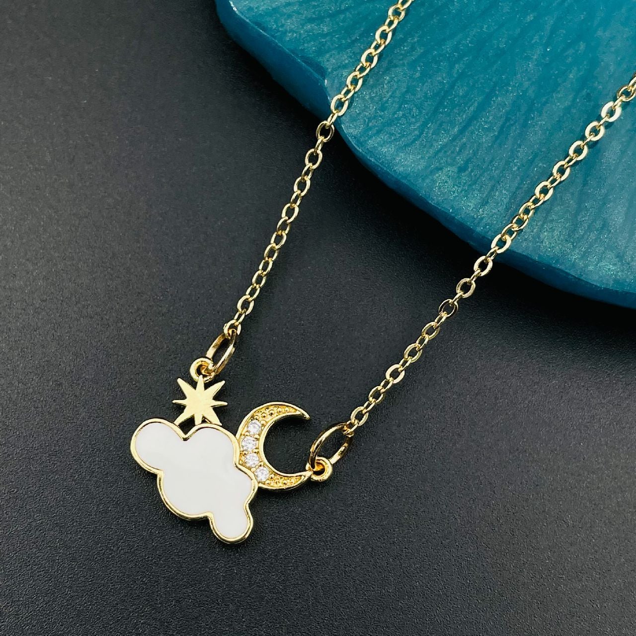Brass With CZ Crystals White Gold Cloud Pendant Girls Bulk