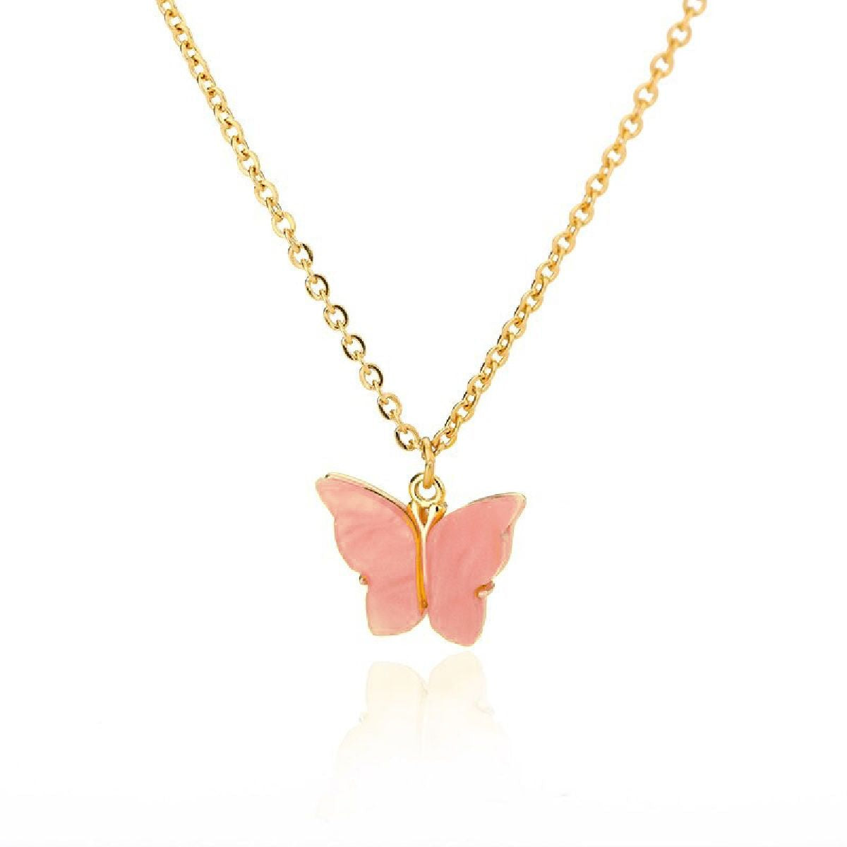 Copper Butterfly Gold Pink Peach Necklace Pendant Chain For Women Main image
