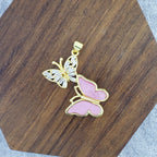 Dual Butterfly Gold Pink Zircon Copper Charm For Women Bulk