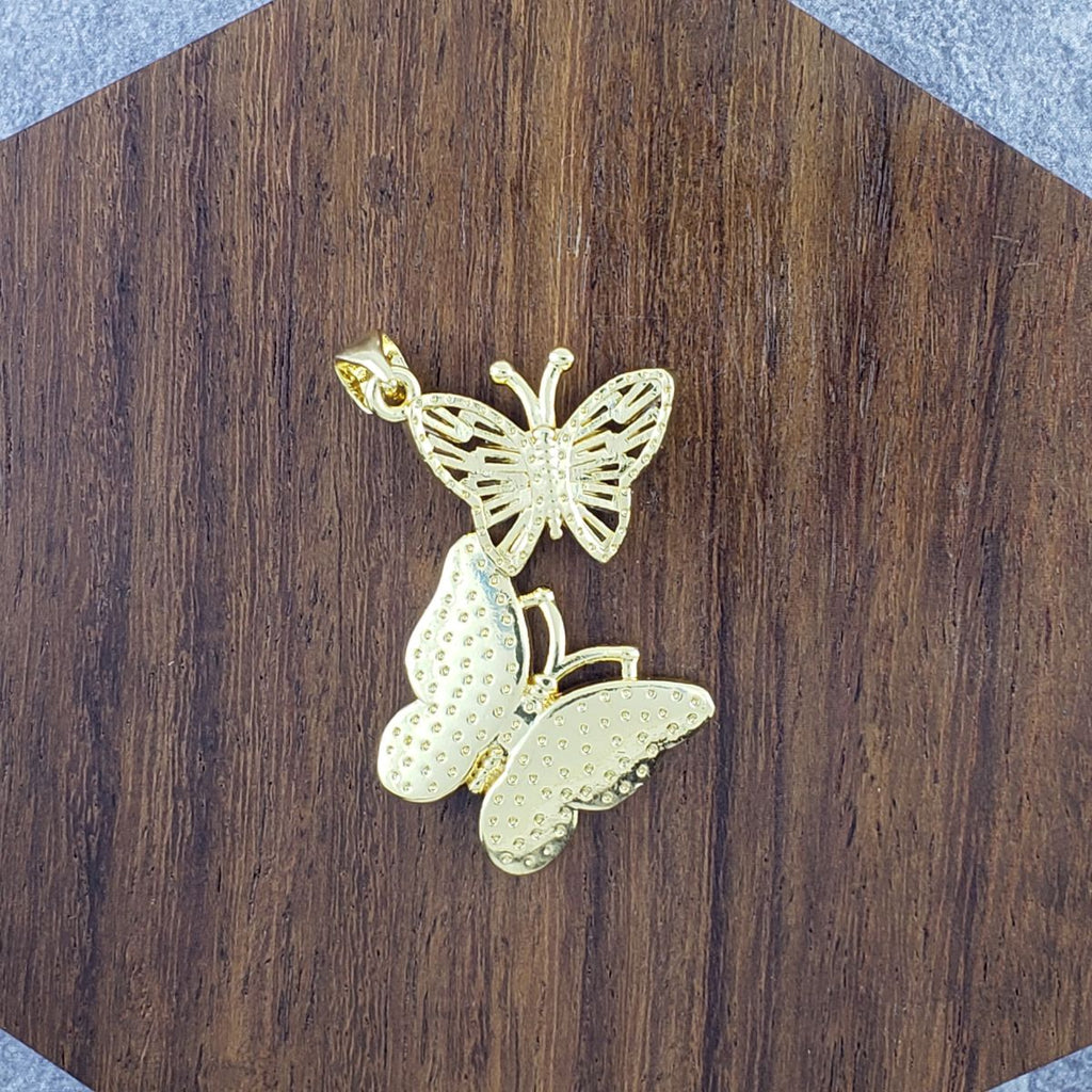 Dual Butterfly Gold Pink Zircon Copper Charm For Women Bulk