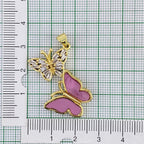 Dual Butterfly Gold Pink Zircon Copper Charm For Women Bulk