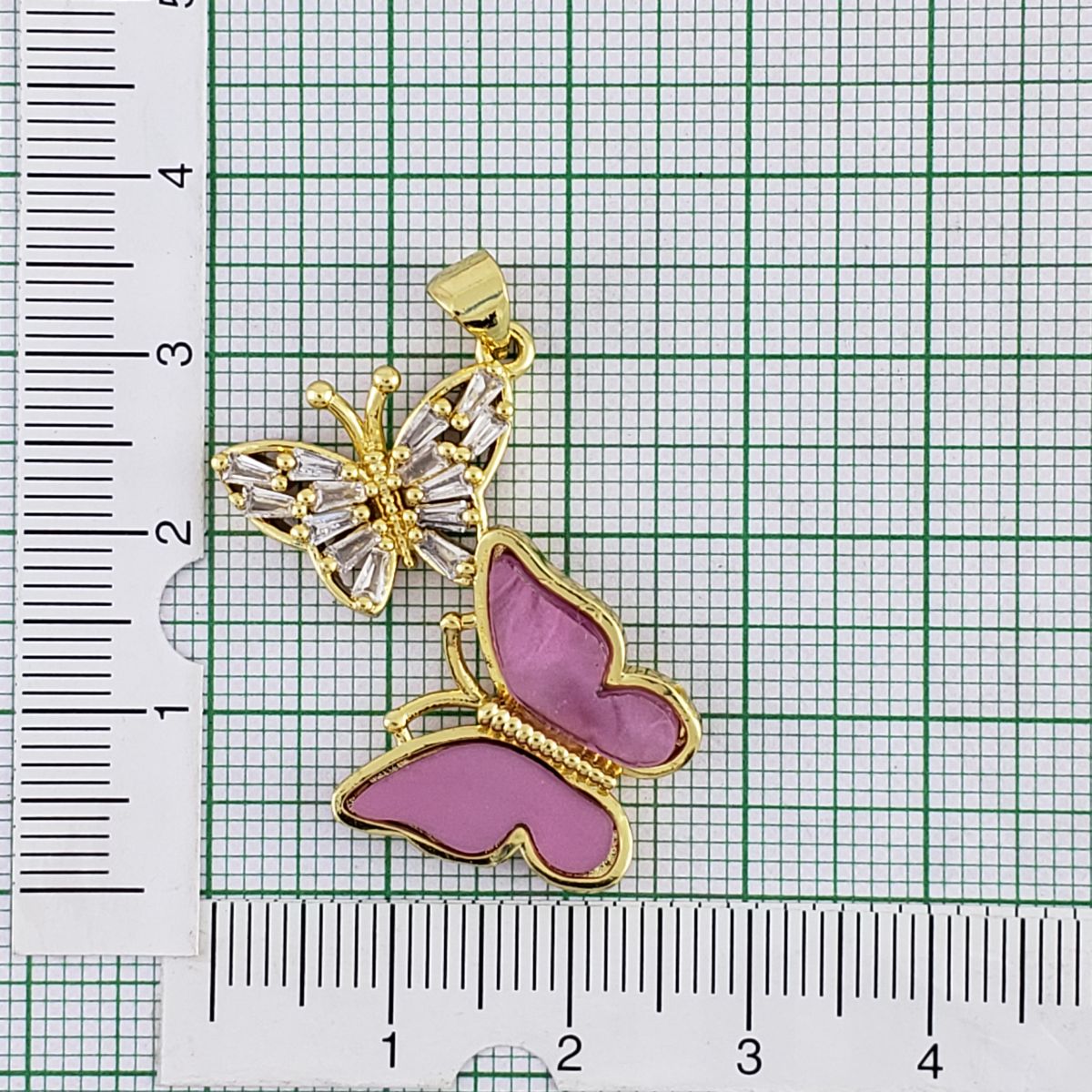 Dual Butterfly Gold Pink Zircon Copper Charm For Women Bulk