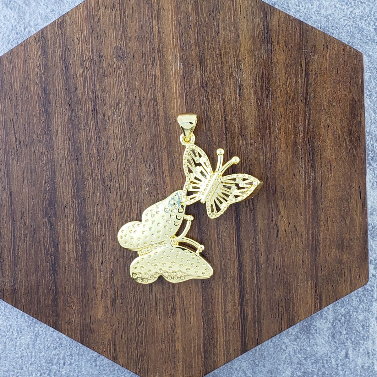 Dual Butterfly Gold Green Zircon Copper Charm For Women Bulk