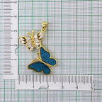 Dual Butterfly Gold Green Zircon Copper Charm For Women Bulk