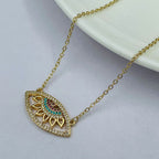 Copper CZ Crystal Gold Pink Blue Evil Eye Pendant Girls Bulk