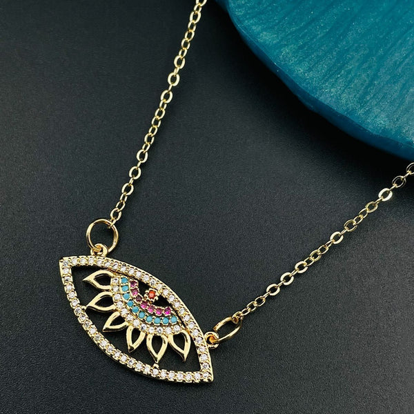 Copper CZ Crystal Gold Pink Blue Evil Eye Pendant Girls Bulk Secondary image