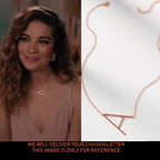 Sideways Alphabet Initial Large Letter Rose Gold Stainless Steel Pendant Necklace Women