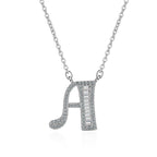 Silver White CZ Initial Alphabet Letter S Necklace Pendant Chain Bulk