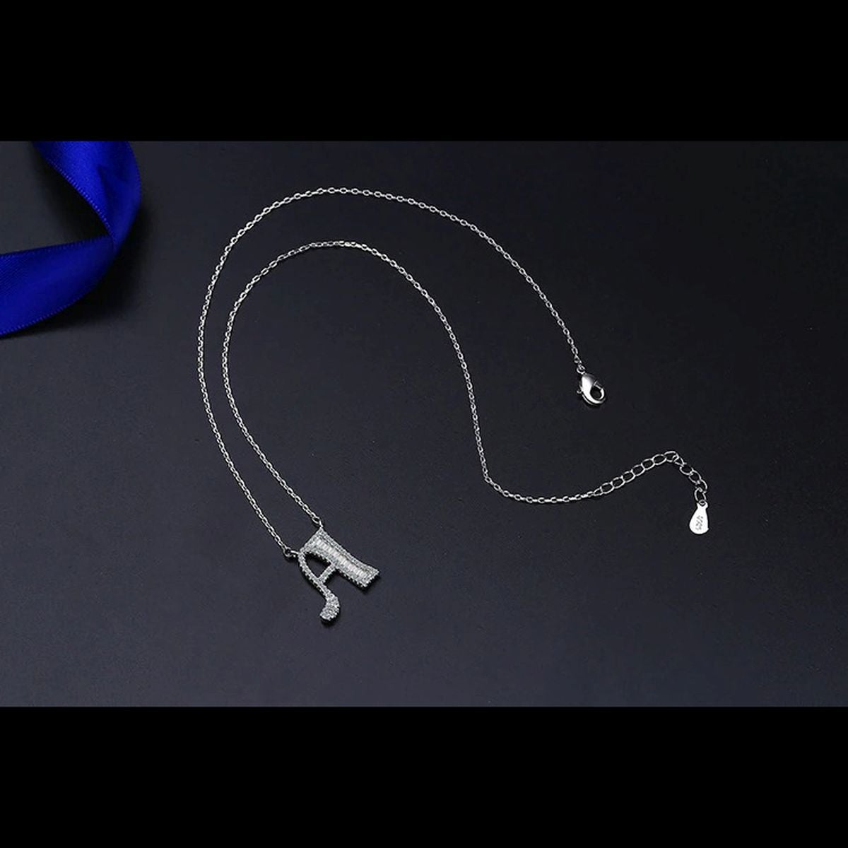 Silver White CZ Initial Alphabet Letter S Necklace Pendant Chain Bulk