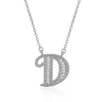 Silver White CZ Initial Alphabet Letter S Necklace Pendant Chain Bulk