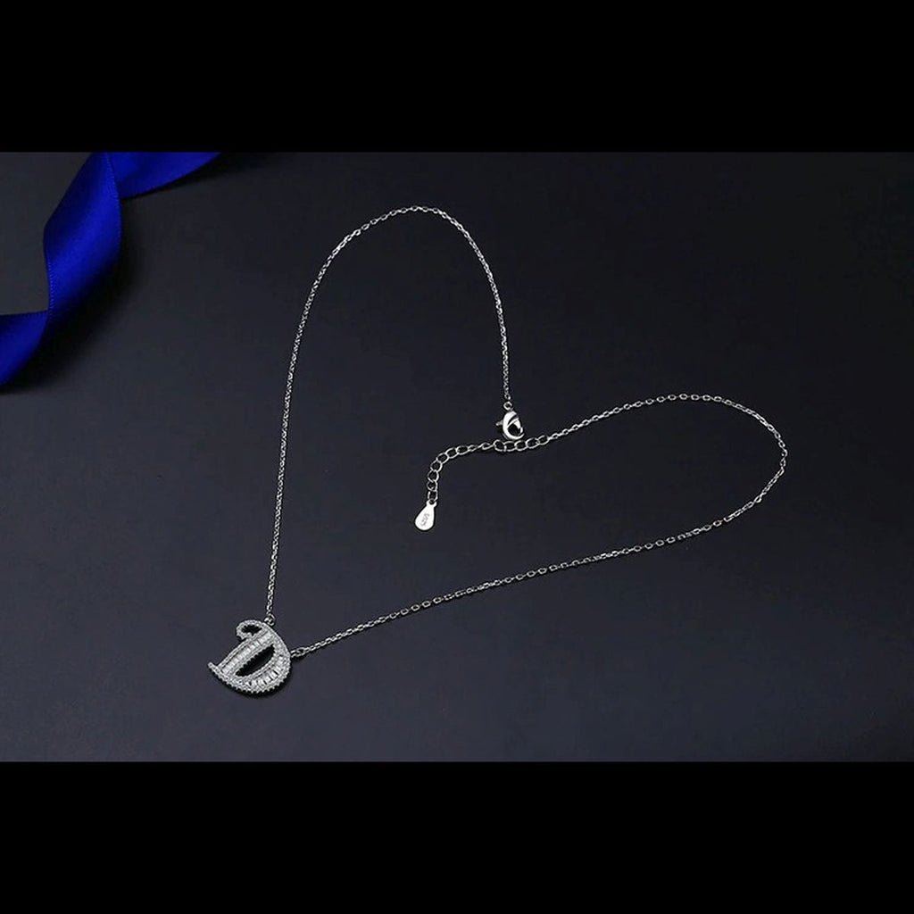 Silver White CZ Initial Alphabet Letter S Necklace Pendant Chain Bulk
