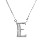 Silver White CZ Initial Alphabet Letter S Necklace Pendant Chain Bulk