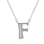 Silver White CZ Initial Alphabet Letter S Necklace Pendant Chain Bulk