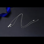 Silver White CZ Initial Alphabet Letter S Necklace Pendant Chain Bulk