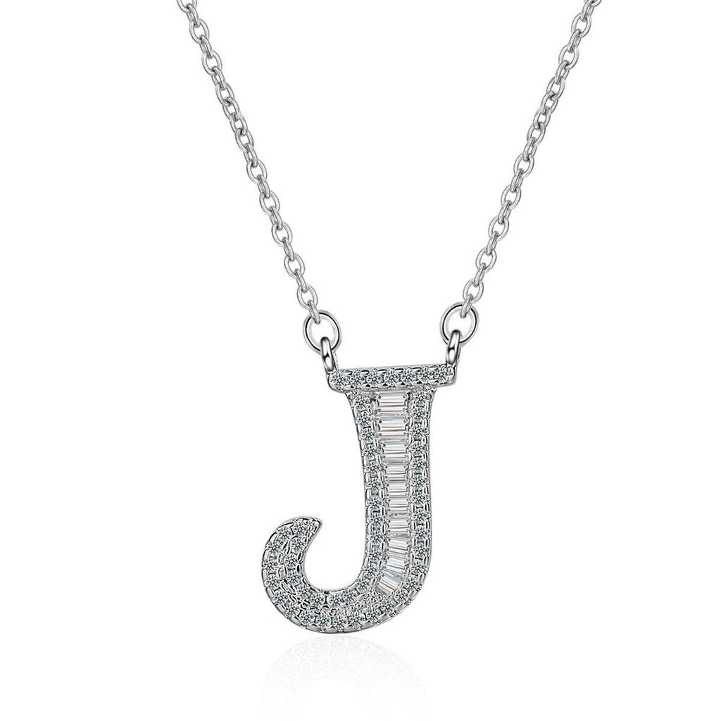 Silver White CZ Initial Alphabet Letter S Necklace Pendant Chain Bulk