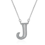 Silver White CZ Initial Alphabet Letter S Necklace Pendant Chain Bulk
