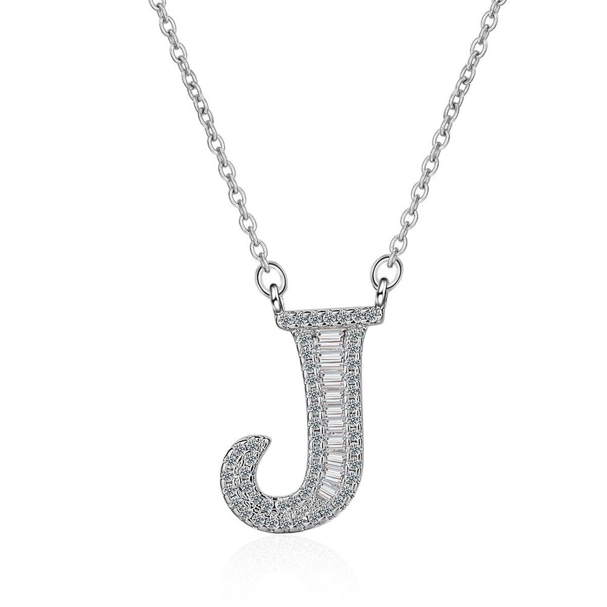 Silver White CZ Initial Alphabet Letter S Necklace Pendant Chain Bulk