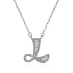Silver White CZ Initial Alphabet Letter S Necklace Pendant Chain Bulk