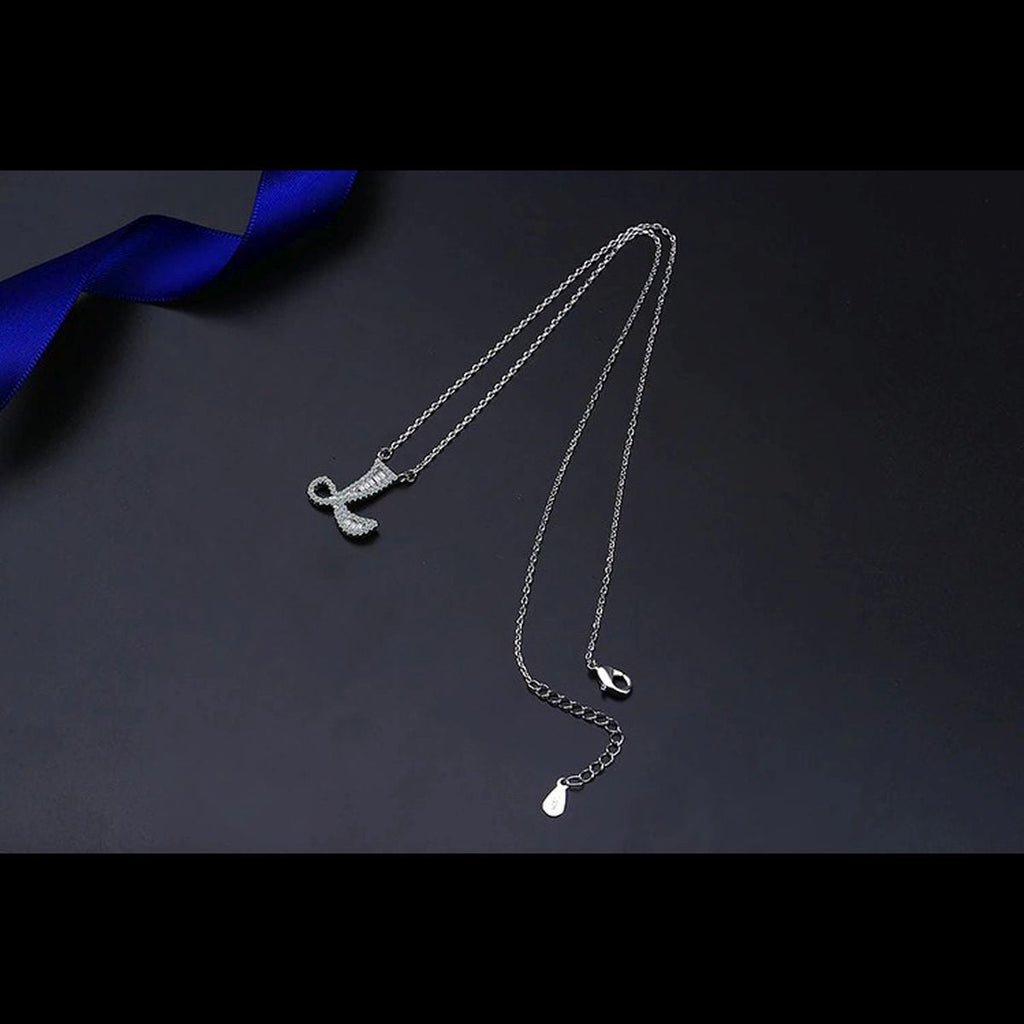 Silver White CZ Initial Alphabet Letter S Necklace Pendant Chain Bulk