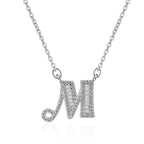 Silver White CZ Initial Alphabet Letter S Necklace Pendant Chain Bulk