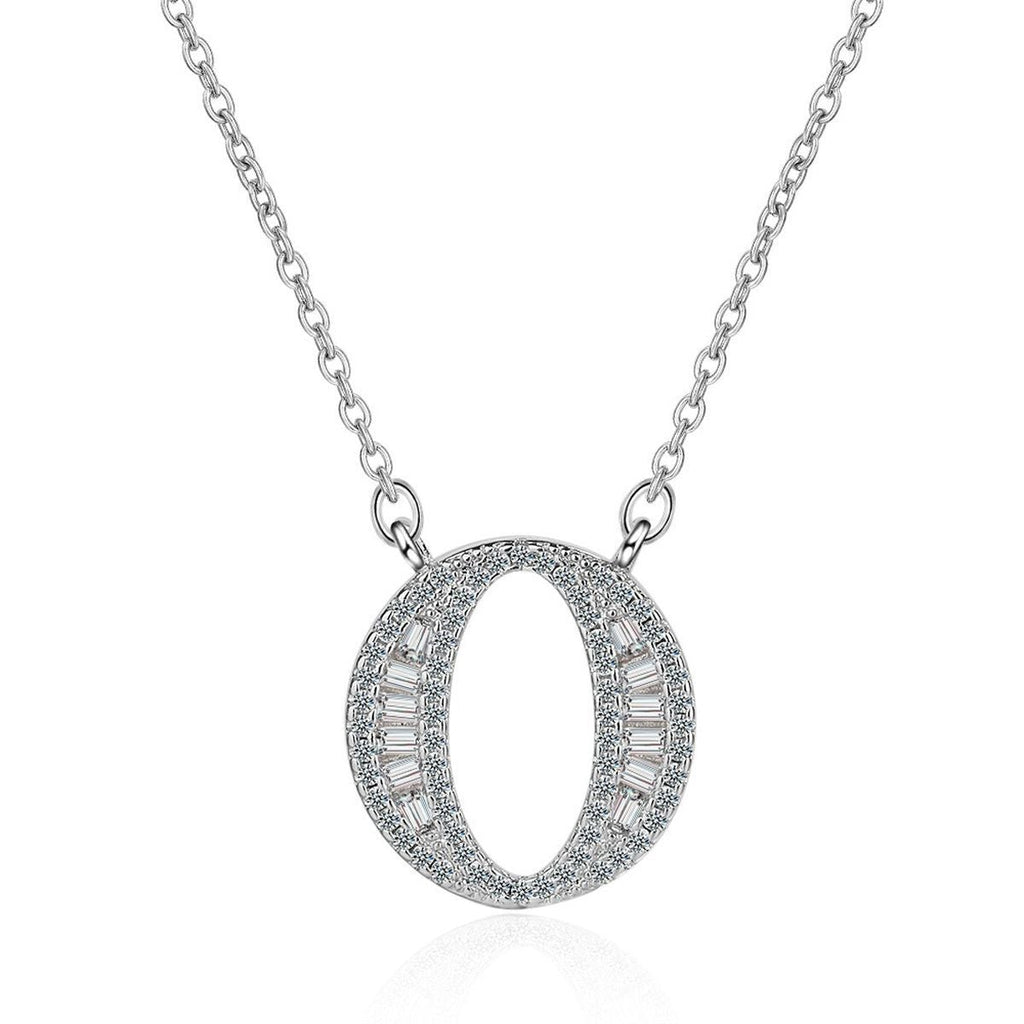 Silver White CZ Initial Alphabet Letter S Necklace Pendant Chain Bulk
