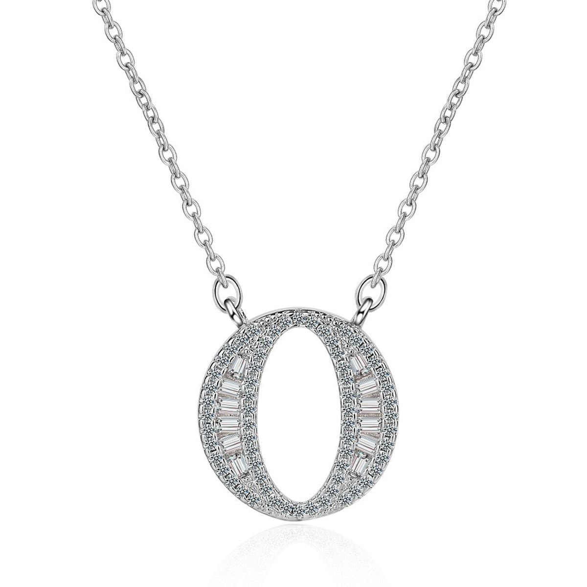 Silver White CZ Initial Alphabet Letter S Necklace Pendant Chain Bulk