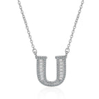 Silver White CZ Initial Alphabet Letter S Necklace Pendant Chain Bulk