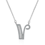 Silver White CZ Initial Alphabet Letter S Necklace Pendant Chain Bulk