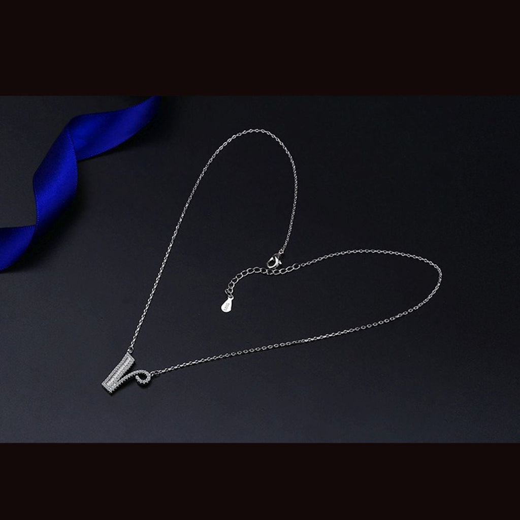 Silver White CZ Initial Alphabet Letter S Necklace Pendant Chain Bulk