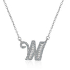 Silver White CZ Initial Alphabet Letter S Necklace Pendant Chain Bulk