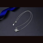 Silver White CZ Initial Alphabet Letter S Necklace Pendant Chain Bulk