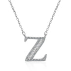 Silver White CZ Initial Alphabet Letter S Necklace Pendant Chain Bulk
