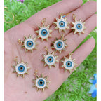 Evil Eye Sun Gold Blue Enamel Copper Pendant Bulk
