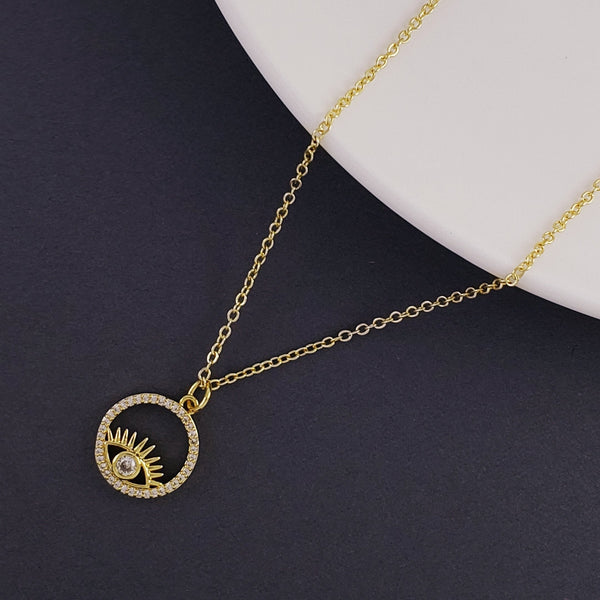Evil Eye Eyelash Gold Brass Pendant Chain For Women Bulk Main image