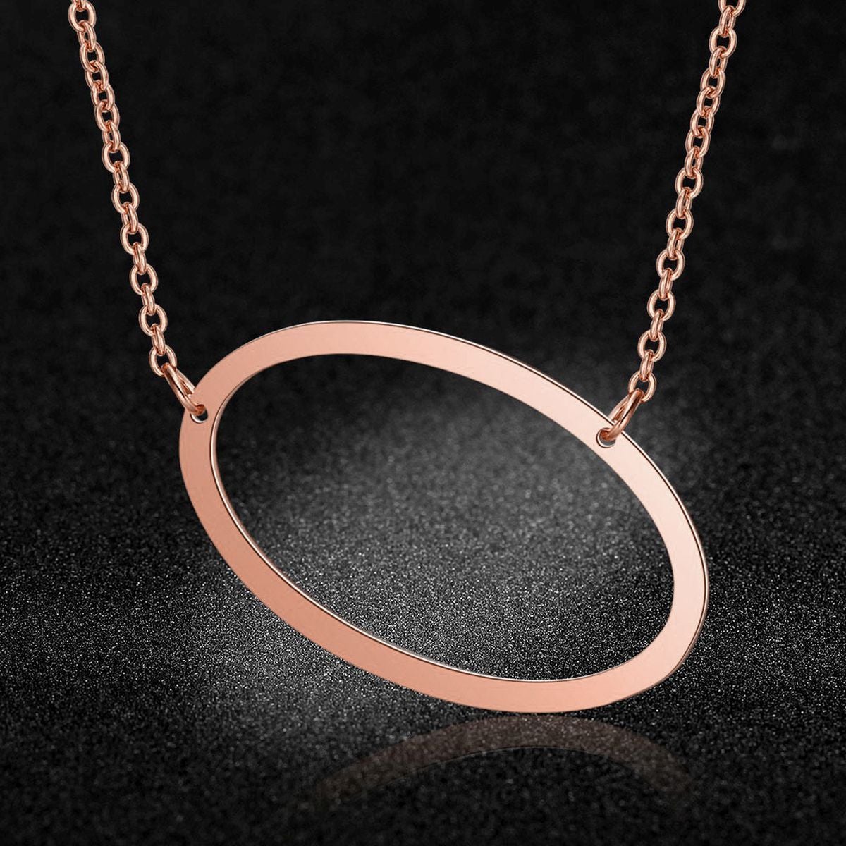 Sideways Alphabet Initial Large Letter Rose Gold Stainless Steel Pendant Necklace Women