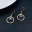 Round Evil Eye Blue Enamel Gold Drop Dangler Earring Pair Women Bulk